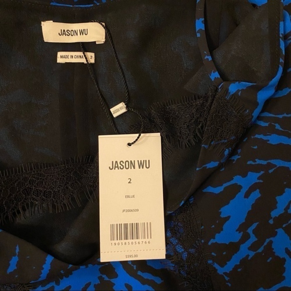 JASON WU Zebra Print Lace Trim Asymmetric Dress - Picture 12 of 14